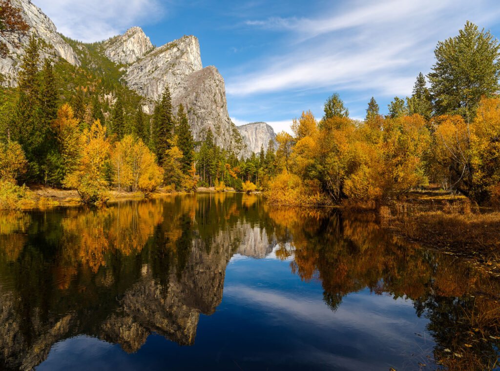 Yosemite National Park Three Brothers along the Merced River